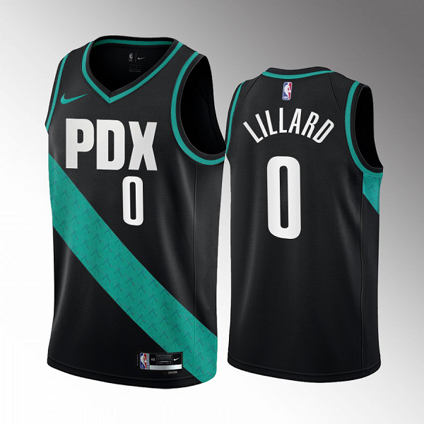 Portland Trail Blazers Damian Lillard #0 Black 2022-23 City Edition Jersey