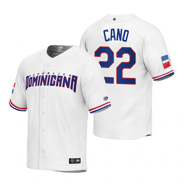 Dominican Republic Baseball Robinson Cano White 2023 World Baseball Classic Replica Jersey WBC White Jersey