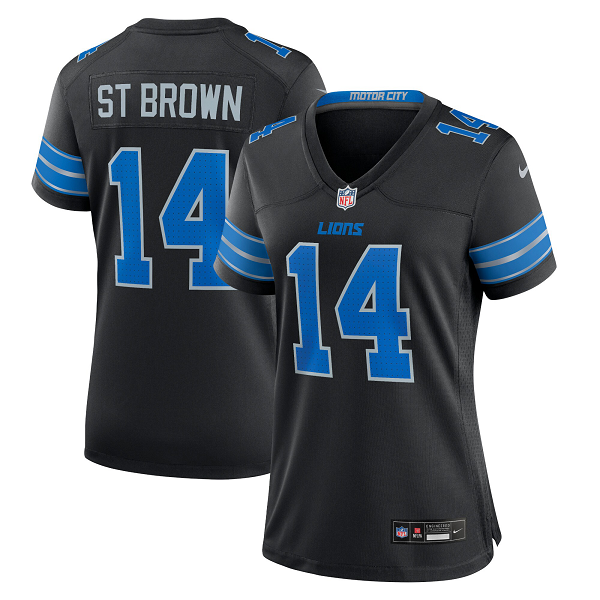 Women's Detroit Lions #14 Amon-Ra St. Brown Nike Black 2nd Alternate Limited Jersey