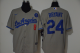 Men's Nike Los Angeles Dodgers #24 Kobe Bryant With front Number #8 Grey KB Patch Stitched MLB Cool Base Jersey