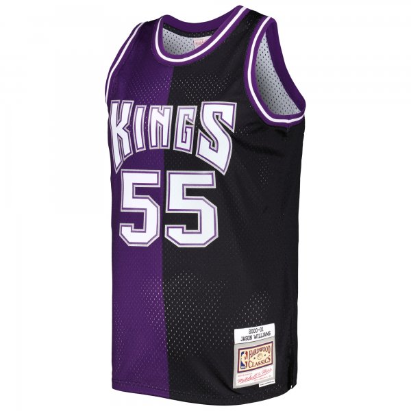 Men's Sacramento Kings Jason Williams Mitchell & Ness Purple/Black Hardwood Classics 2000/01 Split Swingman Jersey