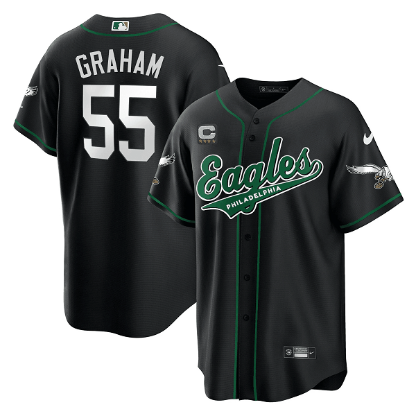 Men's Philadelphia Eagles #55 Brandon Graham Black Baseball Stitched Jersey