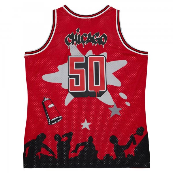 Men's Chicago Bulls Mitchell & Ness x Tats Cru Red Hardwood Classics Fashion Jersey