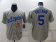 Men's Nike Los Angeles Dodgers #5 Freddie Freeman Grey 2021 Cool Base Stitched MLB Jersey