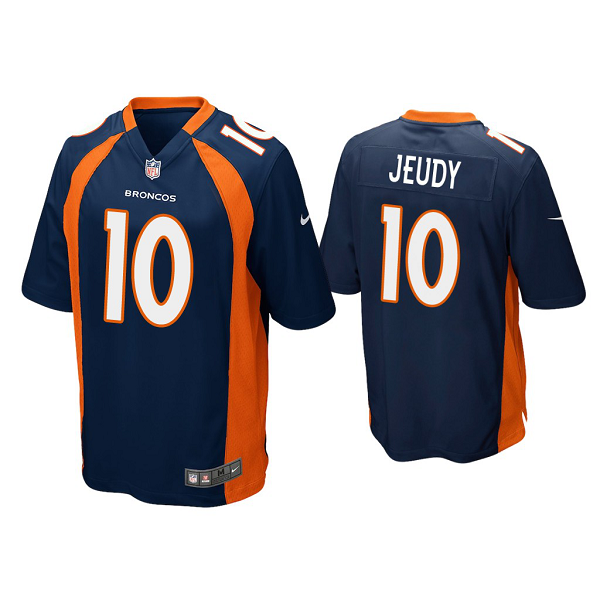 Men's #10 Jerry Jeudy Denver Broncos Navy 2020 NFL Draft Game Jersey