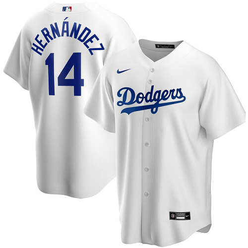 Men's Nike Los Angeles Dodgers #14 Enrique Hernandez White Home 2020 MLB Jersey