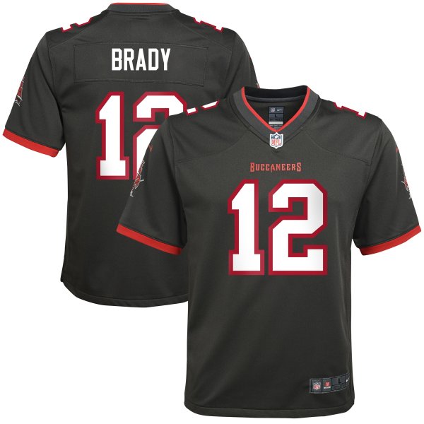 Youth Tampa Bay Buccaneers Tom Brady Nike Pewter Alternate Game Jersey