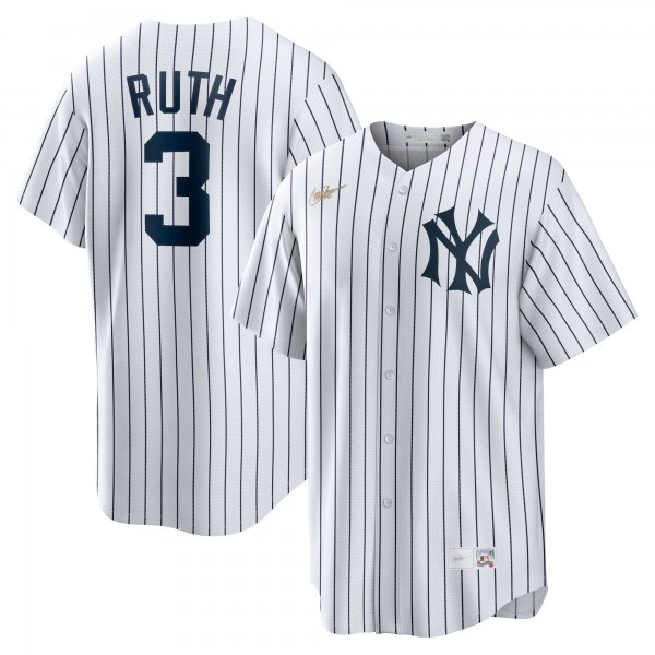 Men's New York Yankees Babe Ruth Nike White Home Cooperstown Collection Player Jersey