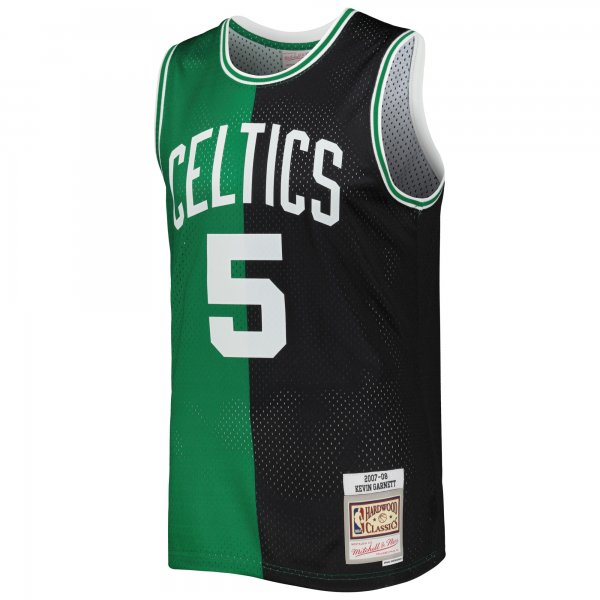 Men's Boston Celtics Kevin Garnett Mitchell & Ness Black/Kelly Green Hardwood Classics 2007/08 Split Swingman Jersey