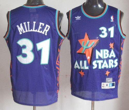 Men's Indiana Pacers #31 Reggie Miller Purple 1995 All Star Throwback Stitched NBA Jersey