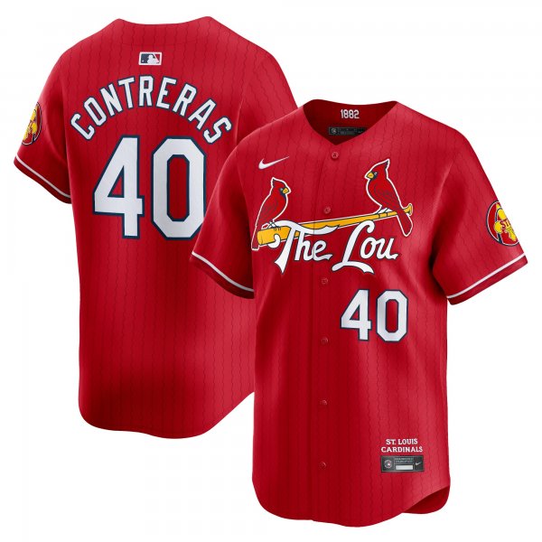 Men's Nike St. Louis Cardinals #40 Willson Contreras Red 2024 City Connect Limited Player Jersey