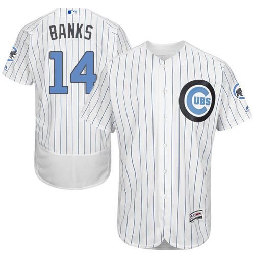 Chicago Cubs #14 Ernie Banks White(Blue Strip) Flexbase Collection 2016 Father's Day Stitched MLB Jersey