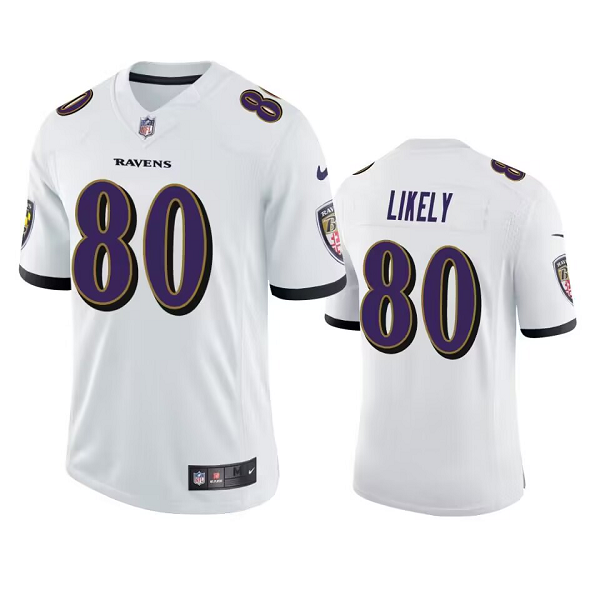 Men's Baltimore Ravens #80 Isaiah Likely White Limited NFL Jersey