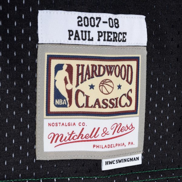 Men's Boston Celtics Paul Pierce Mitchell & Ness Black/Kelly Green Hardwood Classics 2007/08 Split Swingman Jersey