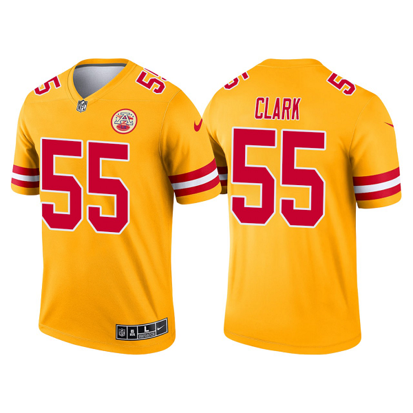 Men's Kansas City Chiefs #55 Frank Clark Yellow 2021 Limited NFL Jersey