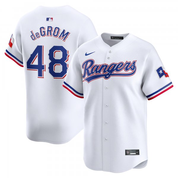 Men's Texas Rangers Jacob deGrom Nike White Home Limited Player Jersey