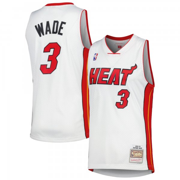 Men's Miami Heat Dwyane Wade Mitchell & Ness White 2001/02 Hardwood Classics Swingman Jersey