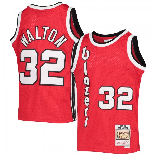 Youth Portland Trail Blazers Bill Walton Mitchell & Ness Black 1976/77 Hardwood Classics Swingman Jersey