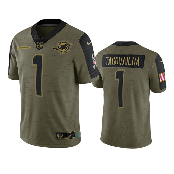 Miami Dolphins Tua Tagovailoa Olive 2021 Salute To Service Limited Men's NFL Jersey