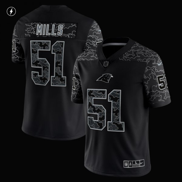 Men's Carolina Panthers Sam Mills Nike Black Retired Player RFLCTV Limited Jersey