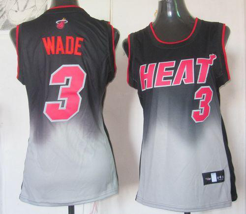 Miami Heat #3 Dwyane Wade Black/Grey Women's Fadeaway Fashion Stitched NBA Jersey