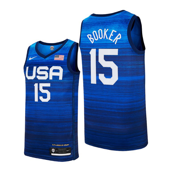 USA Basketball #15 Devin Booker Tokyo Olympics 2021 Blue Stitched Away Jersey