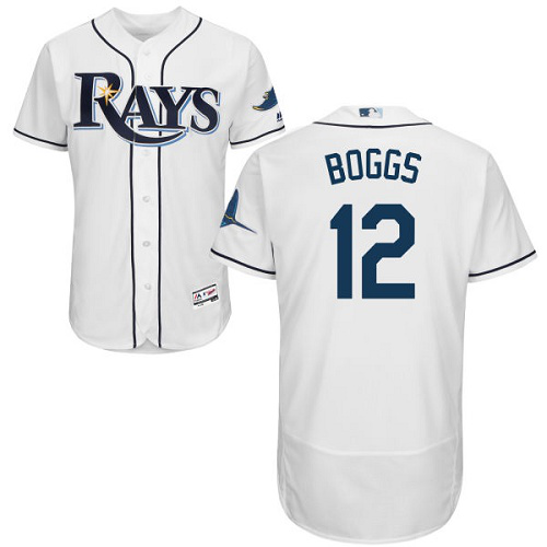 Men's Tampa Bay Rays #12 Wade Boggs White Flexbase Collection Stitched MLB Jersey