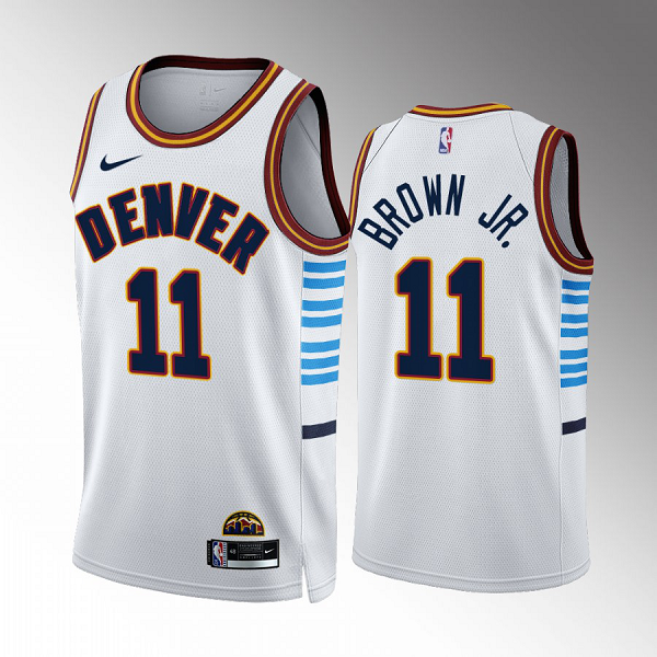 Men's NBA Denver Nuggets Bruce Brown Jr. White #11 2022-23 City Edition Jersey