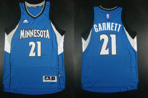 Men's Minnesota Timberwolves #21 Kevin Garnett Blue Road Stitched NBA Jersey