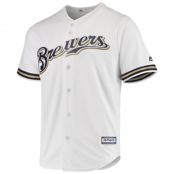 Men's Milwaukee Brewers Majestic White Home Official Cool Base Jersey