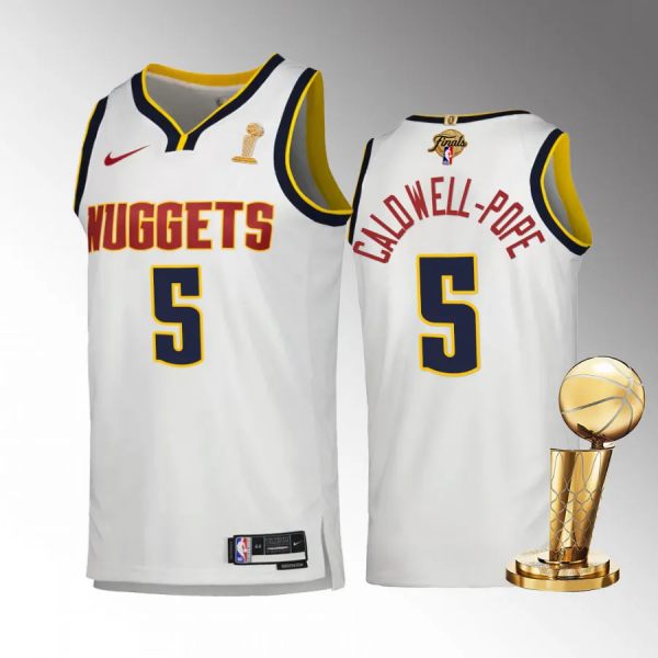 Men's Denver Nuggets Kentavious Caldwell-Pope 2023 NBA Finals Champions  White #5 Association Jersey