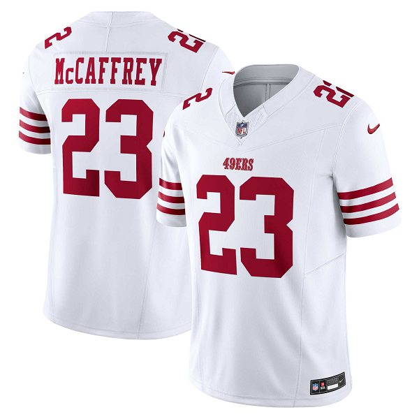 Men's San Francisco 49ers #23 Christian McCaffrey Nike White Vapor F.U.S.E. Limited NFL Jersey