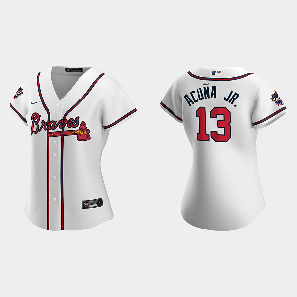 Women's Atlanta Braves #13 Ronald Acuna Jr. White 2021 MLB All-Star Game Jersey