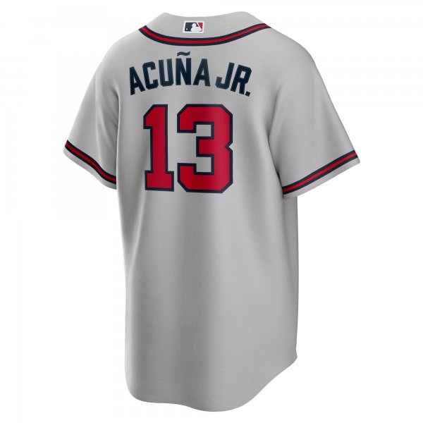 Men's Atlanta Braves Ronald Acuna Jr. Nike Gray Road Replica Player Name Jersey