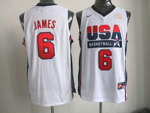 Nike Men's Team USA #6 LeBron James White 2012 USA Basketball Retro Stitched NBA Jersey