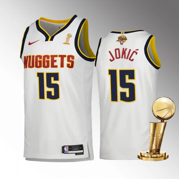 Men's Denver Nuggets Nikola Jokic 2023 NBA Finals Champions  White #15 Association Jersey