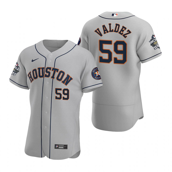 Men's Houston Astros Framber Valdez Gray 2022 World Series Flex Base Jersey