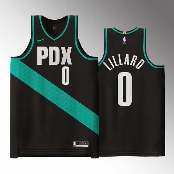 Portland Trail Blazers Damian Lillard #0 2022-23 City Edition Black Jersey