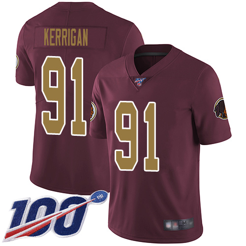 Men's Washington Redskins #91 Ryan Kerrigan Burgundy Red Alternate Stitched NFL 100th Season Vapor Limited Jersey