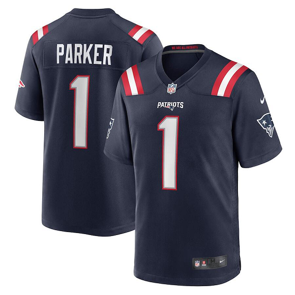 Men's New England Patriots#1 DeVante Parker Nike Navy Game NFL Jersey