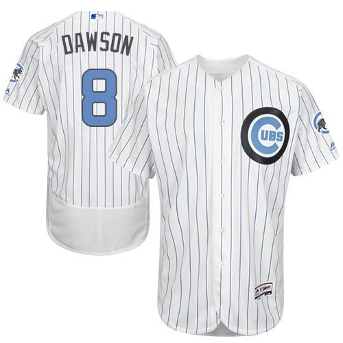 Chicago Cubs #8 Andre Dawson White(Blue Strip) Flexbase Collection 2016 Father's Day Stitched MLB Jersey