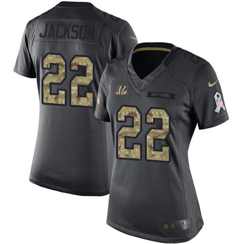 Nike Cincinnati Bengals #22 William Jackson Black Women's Stitched NFL Limited 2016 Salute to Service Jersey