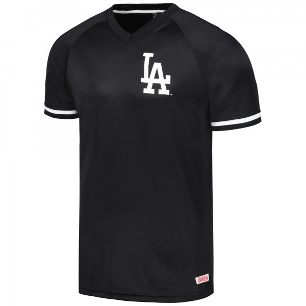 Men's Los Angeles Dodgers Stitches Black Raglan V-Neck Jersey