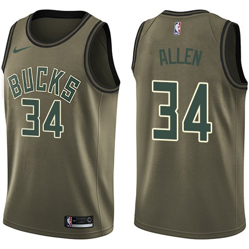 Nike Men's Milwaukee Bucks #34 Ray Allen Green Salute to Service Swingman NBA Jersey