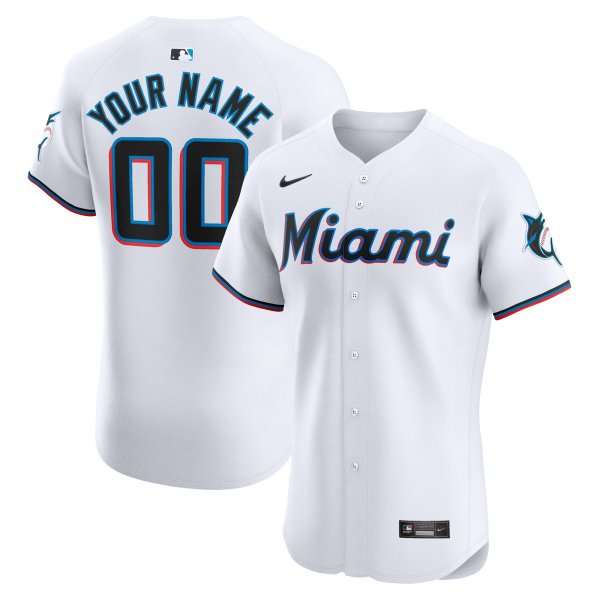 Men's Miami Marlins Nike White Home Elite Custom Jersey