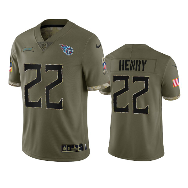 Tennessee Titans Derrick Henry #22 Olive 2022 Salute To Service Limited Jersey