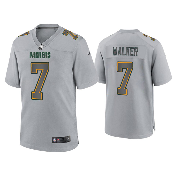 Men's Green Bay Packers Quay Walker Gray Atmosphere Fashion Game Jersey