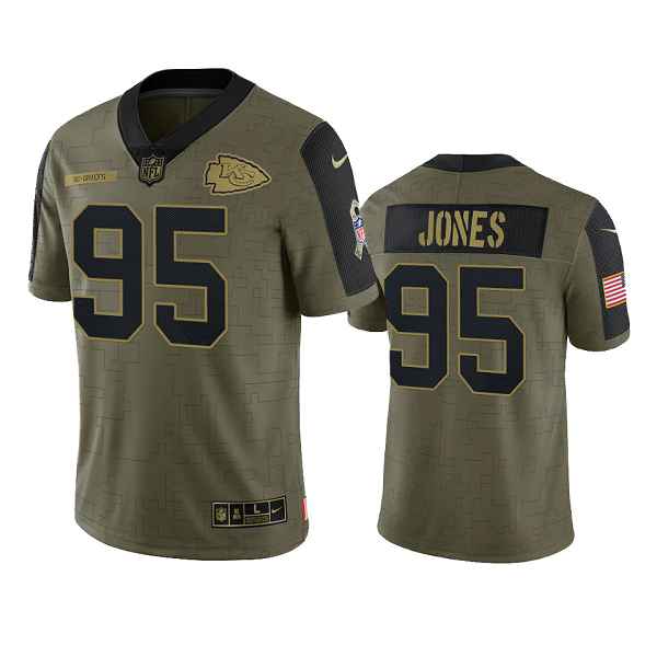 Kansas City Chiefs Chris Jones Olive 2021 Salute To Service Men's Limited NFL Jersey