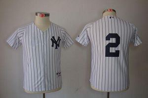 New York Yankees #2 Derek Jeter Stitched White Youth MLB Jersey