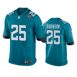 Men's Jacksonville Jaguars #25 James Robinson Teal Game Jersey